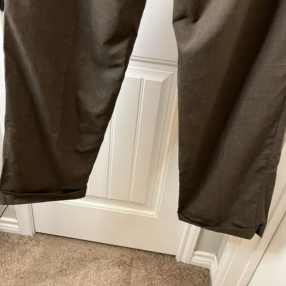 Lauren Ralph Lauren Pants Mens 36X32 Brown Wool Trousers Pleated Turn up - Picture 8 of 10